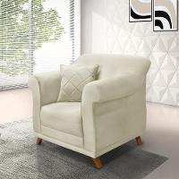 Poltrona Decorativa C/1 Almofada Veludo Bege - 5