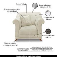 Poltrona Decorativa C/1 Almofada Veludo Bege - 7
