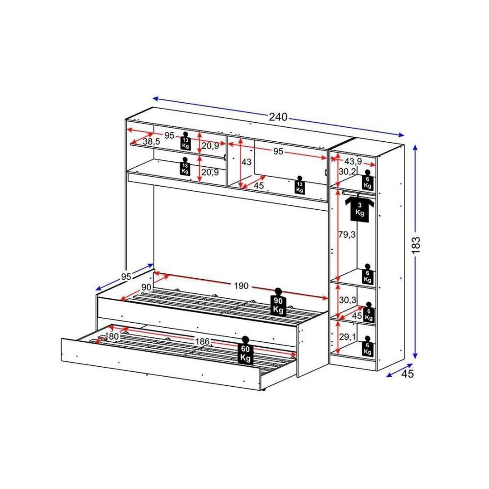 Guarda Roupa Solteiro Aéreo C/ Bicama 2691 Branco - Multimóveis - 2