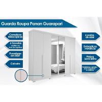 Guarda Roupa Casal 6 Portas e 6 Gavetas c/ Espelho e Pés Guarapari Branco - Panan - 5