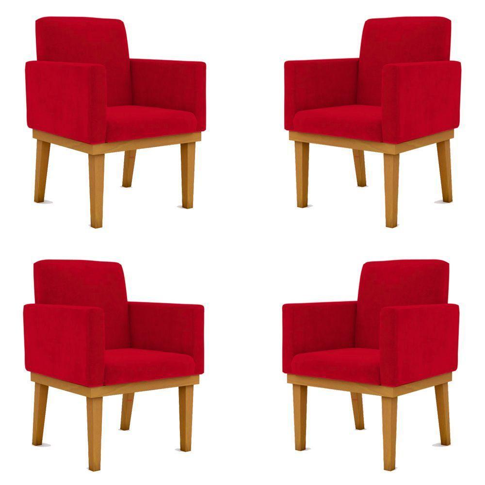 Kit 4 Poltronas Vermelha Reforçadas Penteadeira Quarto - 1