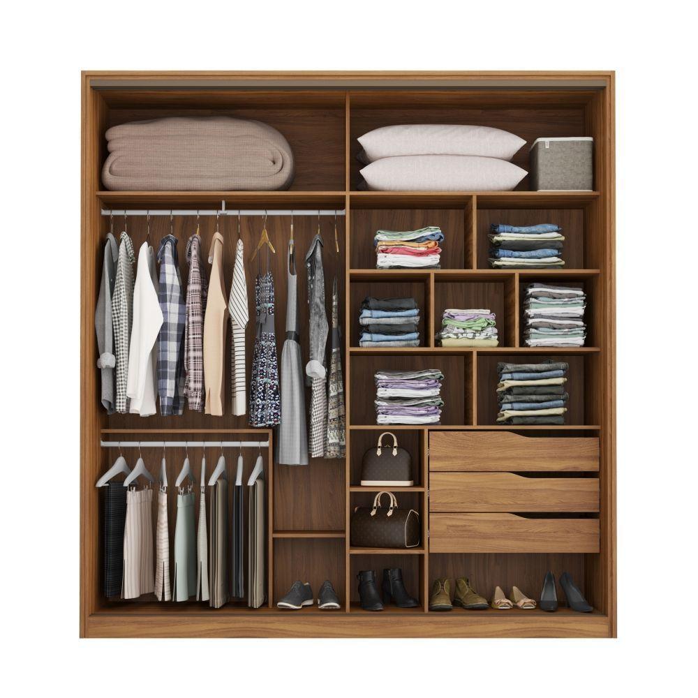 Guarda Roupa Casal 2 Portas Com 2 Espelhos Nápolis Amendola Grafito - 7