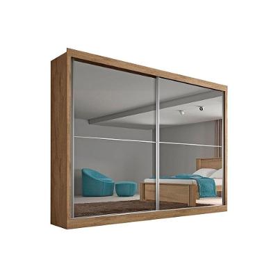 Guarda Roupa Casal Verona Plus 2 Portas de Correr 3 Gavetas Amêndoa Móveis Europa