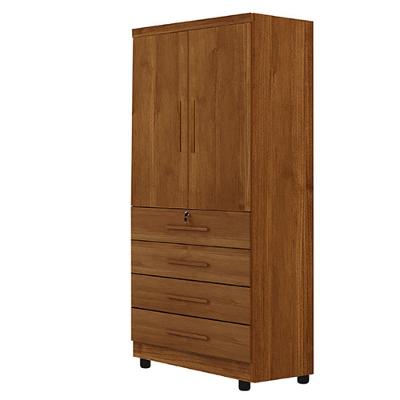 Roupeiro Guarda Roupa Solteiro New Maia 2 Portas de Bater 4 Gavetas Branco Cinamomo