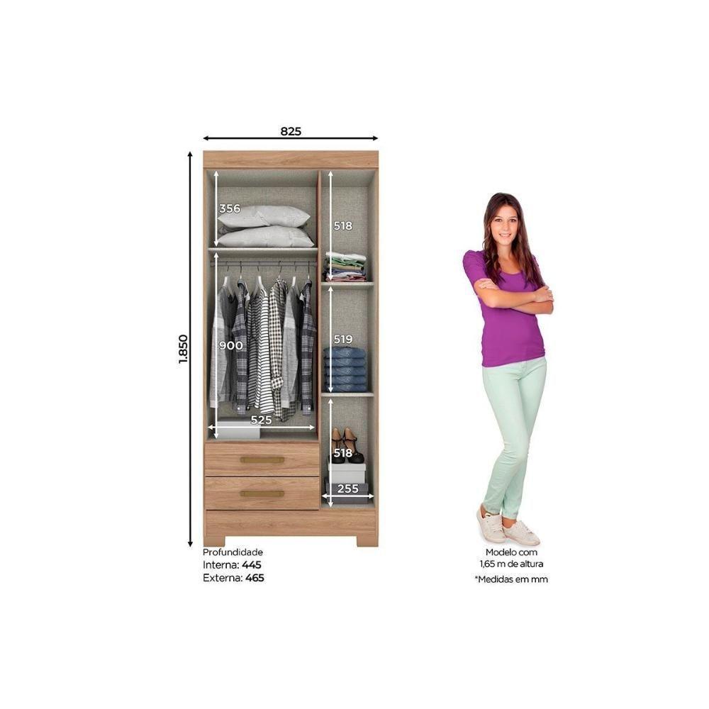 Guarda Roupa Solteiro 3 Portas e 2 Gavetas Briz BE16 Branco/Rosa - Henn - 4