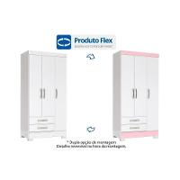 Guarda Roupa Solteiro 3 Portas e 2 Gavetas Briz BE16 Branco/Rosa - Henn - 3