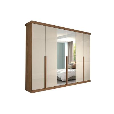 Guarda Roupa Casal Guarapari 6 Portas de Bater 6 Gavetas Avelã-Off White Panan Móveis