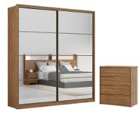 Conjunto Quarto Guarda Roupa Com 2 Espelhos E Comoda Napolis Amendola - 1