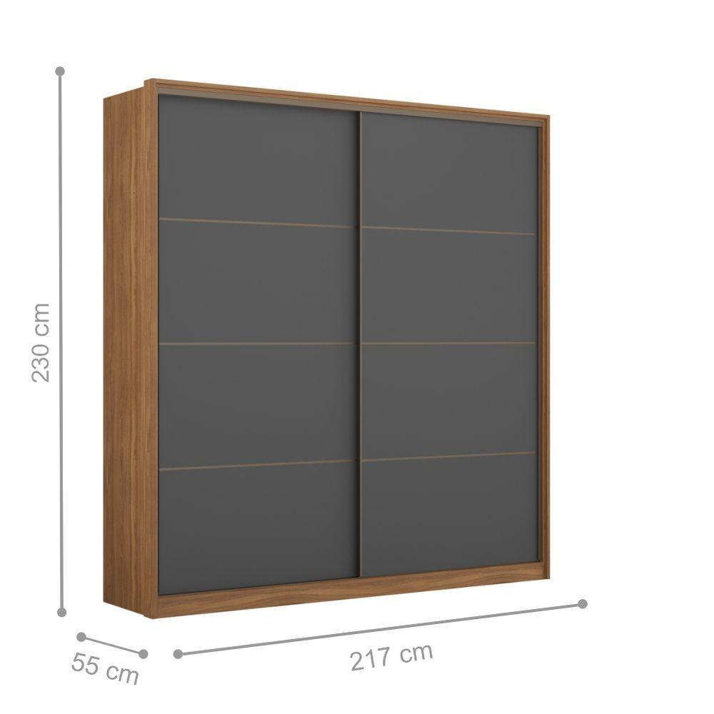 Conjunto Quarto Guarda Roupa E Comoda Napolis Amendola Grafito - 2