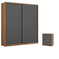 Conjunto Quarto Guarda Roupa E Comoda Napolis Amendola Grafito - 1