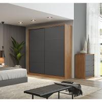 Conjunto Quarto Guarda Roupa E Comoda Napolis Amendola Grafito - 7