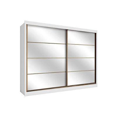 Guarda Roupa Casal Sevilha 2 Portas de Correr 6 Gavetas Branco MDF Europa