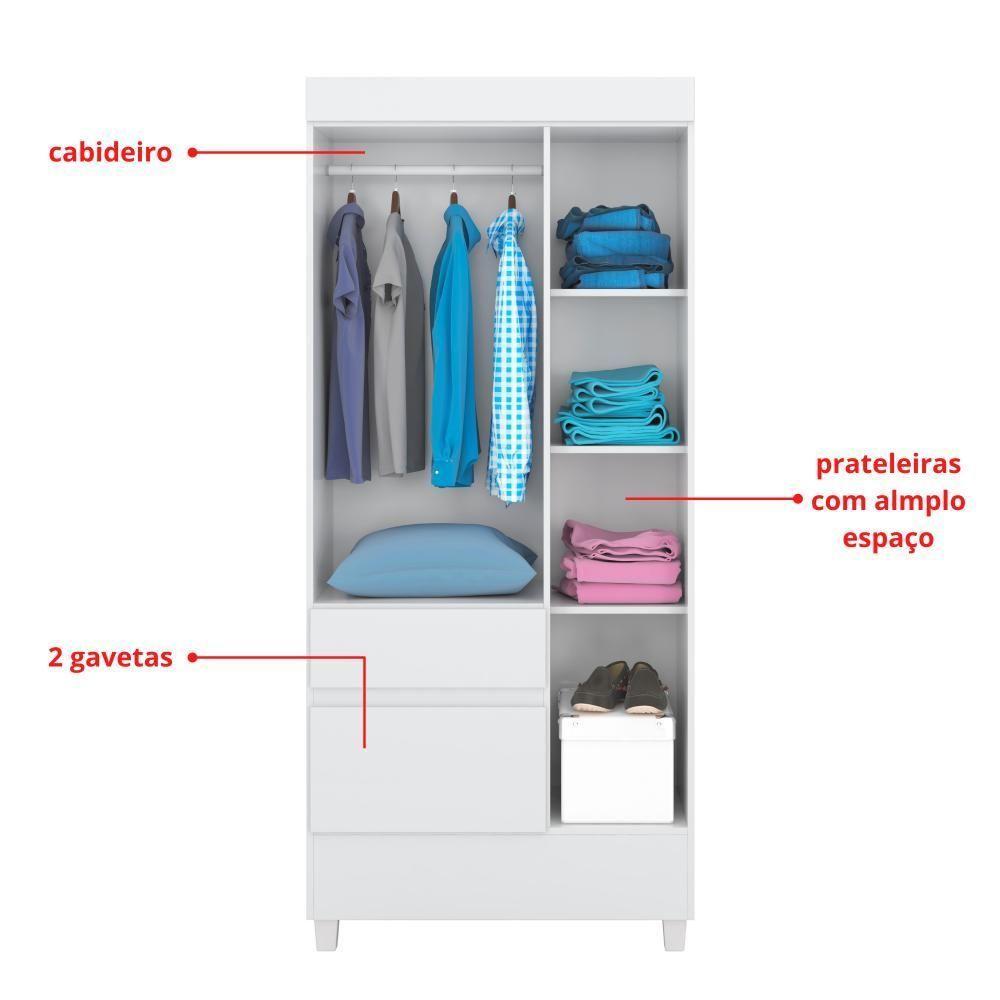Guarda-roupa 3 Pts 2 Gavetas Wind Branco/rosa Flex Demóbile Branco/rosa - 5