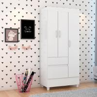 Guarda-roupa 3 Pts 2 Gavetas Wind Branco/rosa Flex Demóbile Branco/rosa - 1