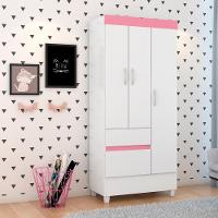 Guarda-roupa 3 Pts 2 Gavetas Wind Branco/rosa Flex Demóbile Branco/rosa - 2