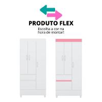 Guarda-roupa 3 Pts 2 Gavetas Wind Branco/rosa Flex Demóbile Branco/rosa - 3