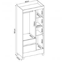 Guarda-roupa 3 Pts 2 Gavetas Wind Branco/rosa Flex Demóbile Branco/rosa