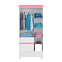 Guarda-roupa 3 Pts 2 Gavetas Wind Branco/rosa Flex Demóbile Branco/rosa - 7