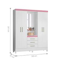 Conjunto Quarto Guarda Roupa E Comoda Arezzo Branco Rosa - 5