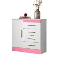 Conjunto Quarto Guarda Roupa E Comoda Arezzo Branco Rosa - 6