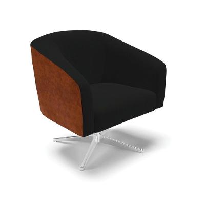 Poltrona Corano Nozes Com Linho Preto A79 Base Cromada