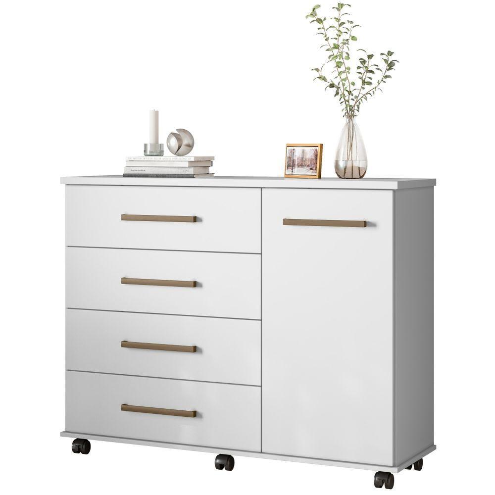 Conjunto Quarto Guarda Roupa E Comoda Virgina Branco - 6