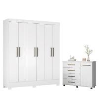 Conjunto Quarto Guarda Roupa E Comoda Virgina Branco - 1