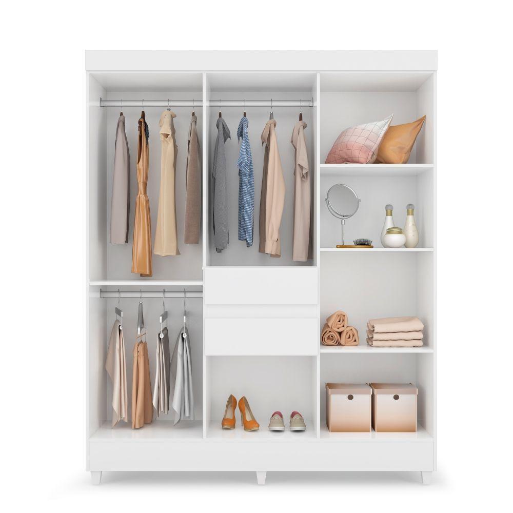 Conjunto Quarto Guarda Roupa E Comoda Terni Branco - 3
