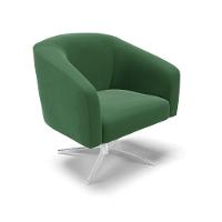 Poltrona Giratória Stella Veludo Verde Base Cromada - 1