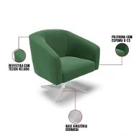Poltrona Giratória Stella Veludo Verde Base Cromada - 3