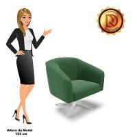 Poltrona Giratória Stella Veludo Verde Base Cromada