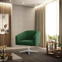 Poltrona Giratória Stella Veludo Verde Base Cromada - 8