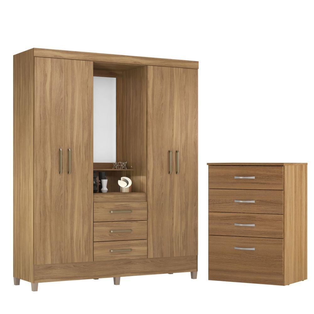 Conjunto Quarto Guarda Roupa E Comoda Ravenna Amendola - 1