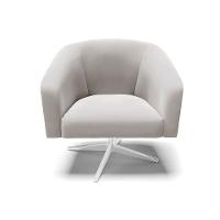 Poltrona Giratória Stella Veludo Cinza Base Cromada - 7