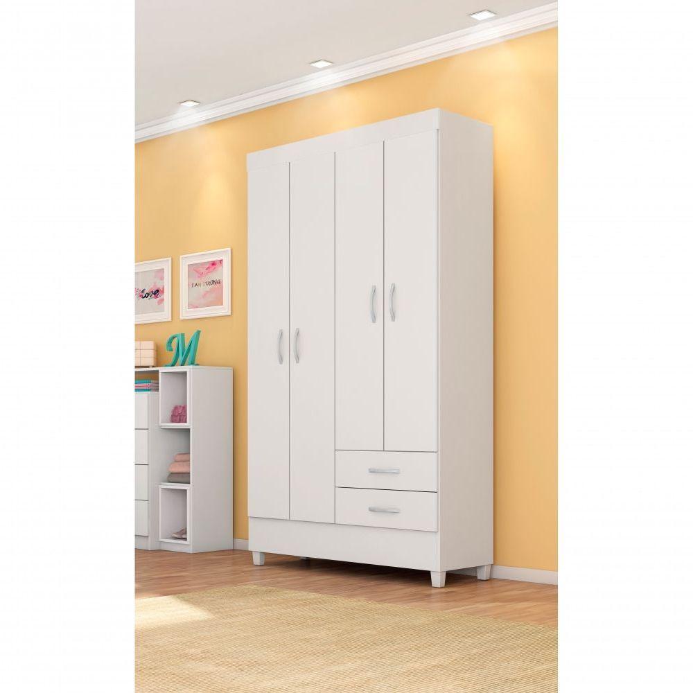 Conjunto Quarto Guarda Roupa E Comoda Udini Branco - 7