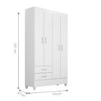 Conjunto Quarto Guarda Roupa E Comoda Udini Branco - 5