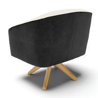 Kit 02 Poltronas Corano Preto Com Linho Bege A19 - 5