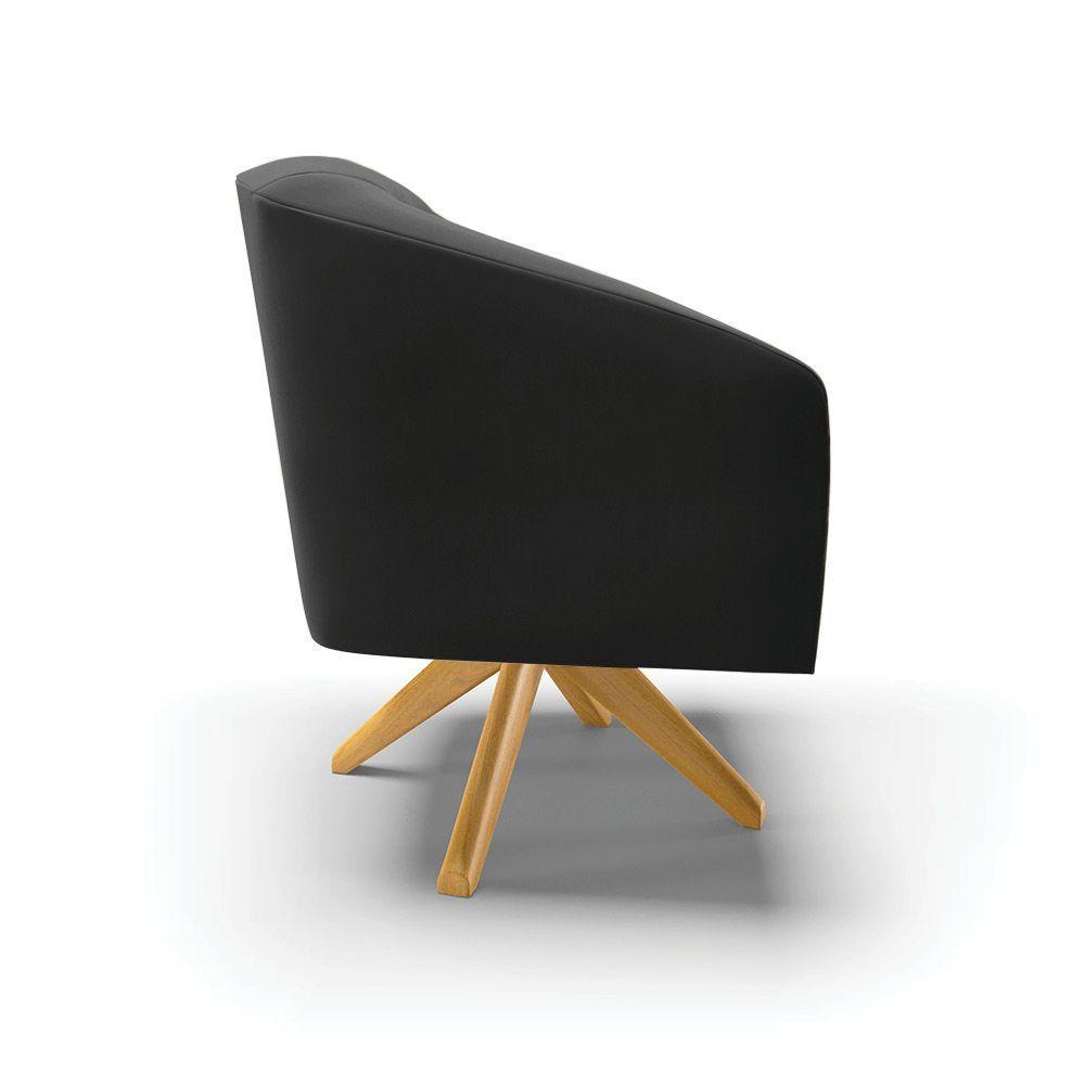 Poltrona Giratória Stella Veludo Base Madeira Ma30 - D'rossi Cor Preto - 6