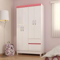 Conjunto Quarto Guarda Roupa E Comoda Vicenza Branco Rosa - 19