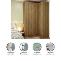 Guarda Roupas Modulado De Canto Reto 2 Peças Com 4 Portas Paris Móveis Avelã Pf Com Avelã Pf
