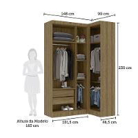 Guarda Roupas Modulado De Canto Reto 2 Peças Com 4 Portas Paris Móveis Avelã Pf Com Avelã Pf - 5