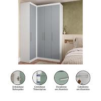 Guarda Roupas Modulado De Canto Reto 2 Peças Com 4 Portas Alpes Móveis Branco Pf Com Grey Sky Pf - 3