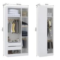 Guarda Roupas Modulado De Canto Reto 2 Peças Com 4 Portas Alpes Móveis Branco Pf Com Grey Sky Pf