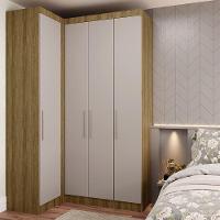 Guarda Roupas Modulado De Canto Reto 2 Peças Com 4 Portas Paris Móveis Avelã Pf Com Cinammon Pf - 1