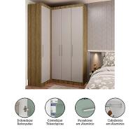 Guarda Roupas Modulado De Canto Reto 2 Peças Com 4 Portas Paris Móveis Avelã Pf Com Cinammon Pf - 3