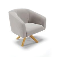 Poltrona Giratória Stella Veludo Base Madeira Ma30 - D'rossi Cor Cinza - 1