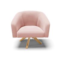 Poltrona Giratória Stella Veludo Base Madeira Ma30 - D'rossi Cor Rose - 7