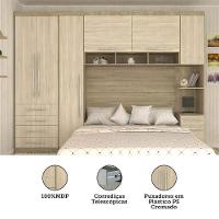 Guarda Roupa Modulado Casal 7 Pts 5 Gavetas Cabeceira Master Móveis Avelã Rústico Com ártico Rústico - 2