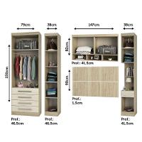 Guarda Roupa Modulado Casal 7 Pts 5 Gavetas Cabeceira Master Móveis Avelã Rústico Com ártico Rústico - 3