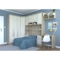 Guarda Roupa Modulado 10 Pts Com Cabeceira Escrivaninha Master Móveis Avelã Rústico ártico Rústico - 1